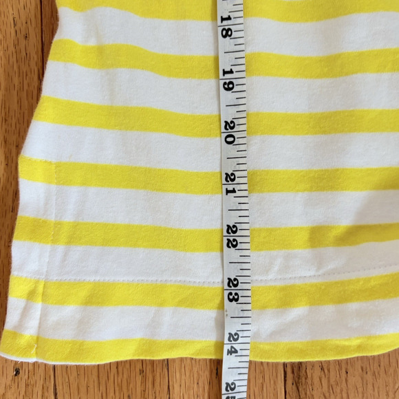 TALBOTS Striped Cotton Boat Neck Tie Sleeves Sabrina Top Yellow White M Preppy - Picture 10 of 10